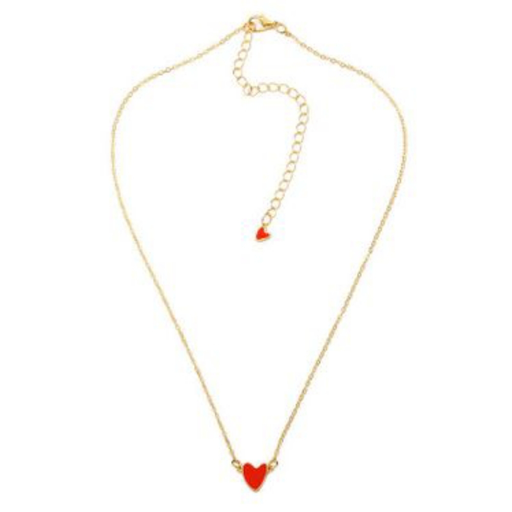 Red Glazed Hearts Necklace